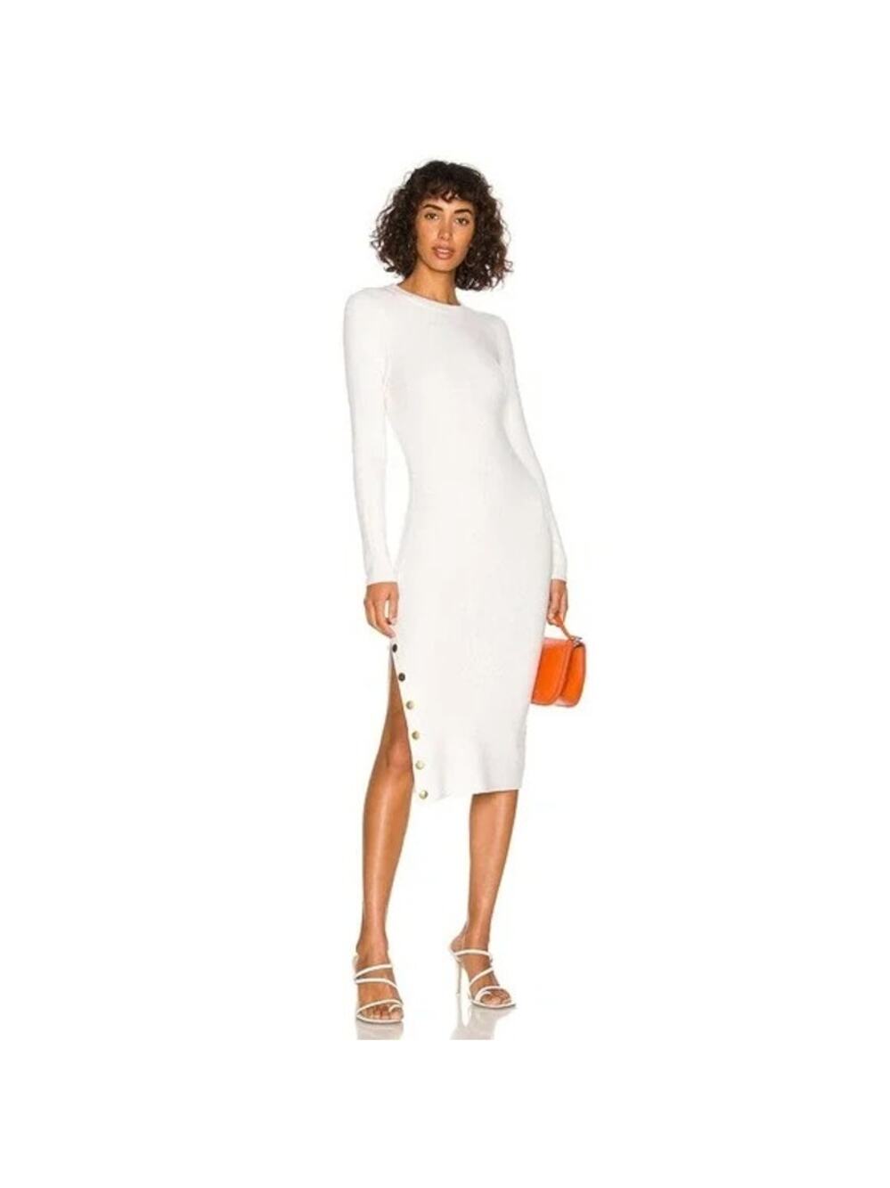 NWT Alice + Olivia NWT Jenner Crew Neck Soft White Sweater Midi Dress Large